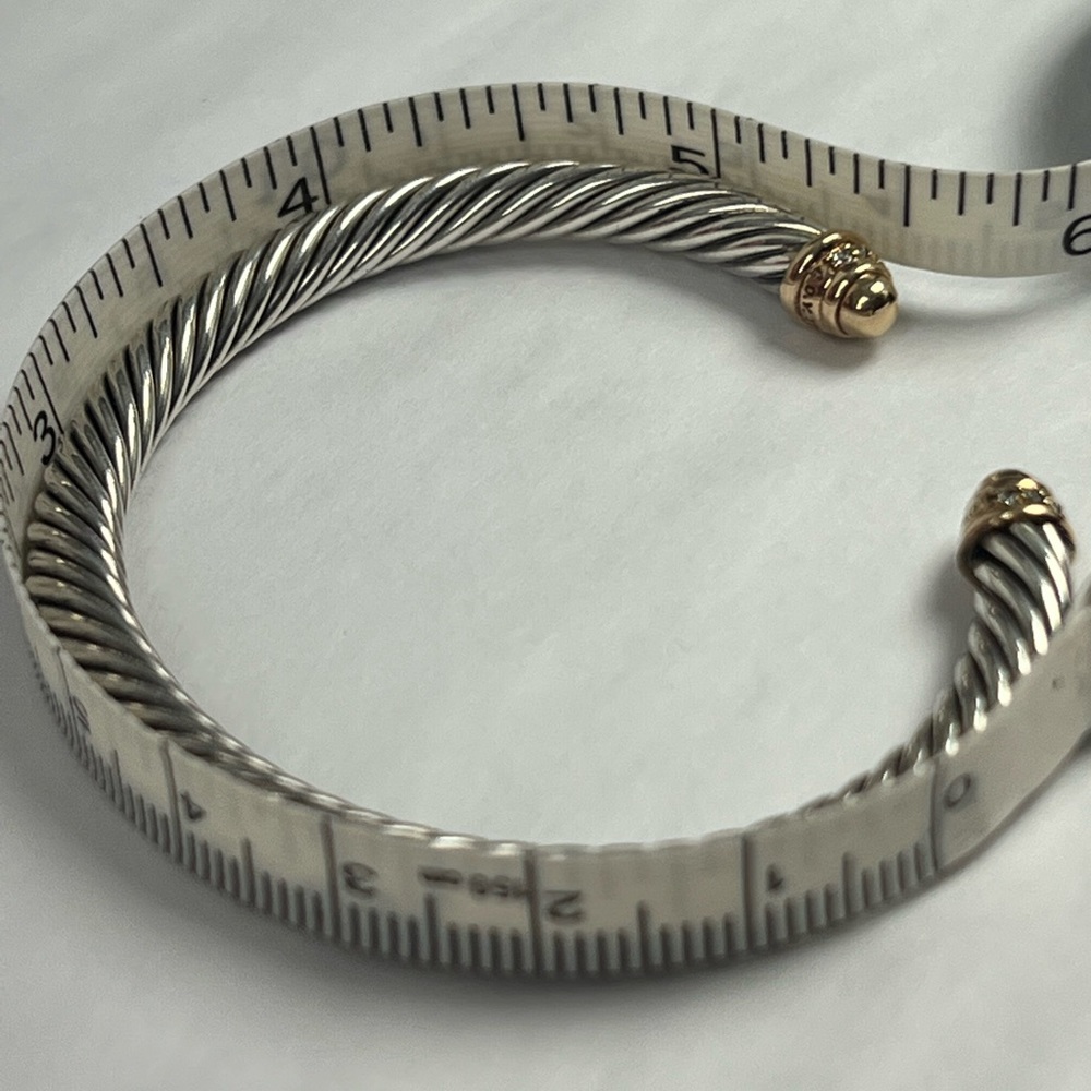David Yurman Cable Classics Bracelet w/ 18K Yellow Gold Domes and Pavé Diamonds - Picture 7 of 12